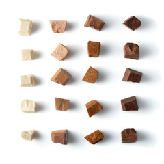 Pieces of different milk chocolate