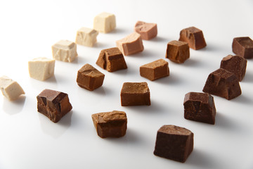 Pieces of different milk chocolate