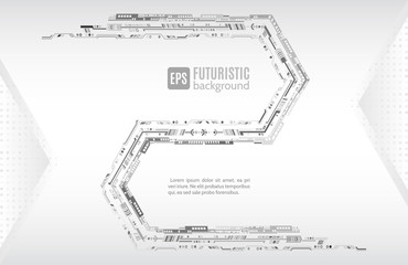 Abstract global sci fi concept. Hi-tech vector illustration with various technology elements. Digital internet communication on grey background. Futuristic technology line. Cyber security internet and