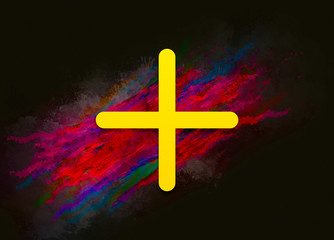 Plus icon colorful paint abstract background brush strokes illustration design