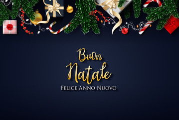 Italian Christmas (Buon Natale) and Happy New Year 2020 greeting card