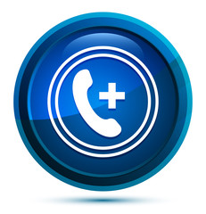 Emergency call icon elegant blue round button illustration