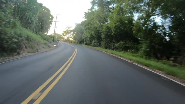 Time Lapse Driving Down Rural Hawaiian Road In Afternoon