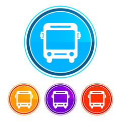 Bus icon flat design round buttons set illustration design