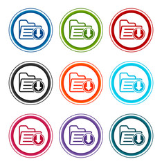 Download files icon flat round buttons set illustration design