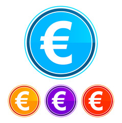 Euro sign icon flat design round buttons set illustration design