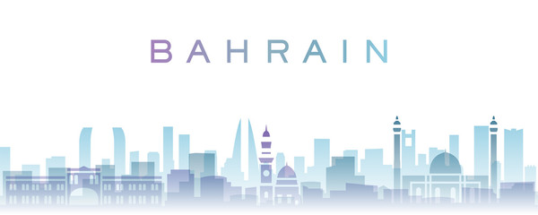 Obraz premium Bahrain Transparent Layers Gradient Landmarks Skyline