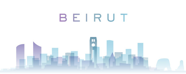 Beirut Transparent Layers Gradient Landmarks Skyline