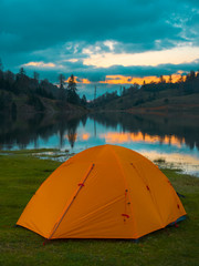 tent in the lake