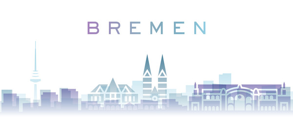 Bremen Transparent Layers Gradient Landmarks Skyline - obrazy, fototapety, plakaty