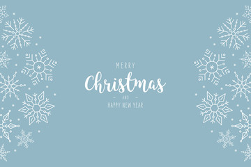 Naklejka na ściany i meble Christmas snowflakes elements ornaments greeting card on blue background