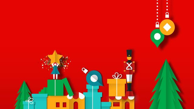 Christmas New Year papercut xmas toy video card