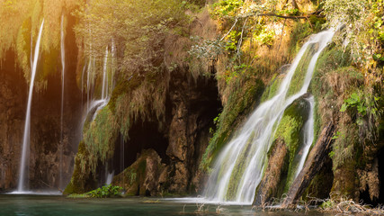 Magical and tropical falls in rainforest