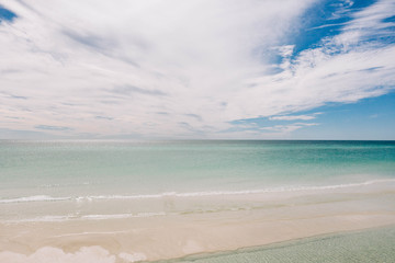 Drone shot of rosemary beach on sunny summer day