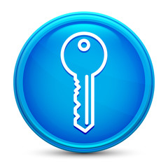 Key icon glass shiny blue round button isolated design vector illustration