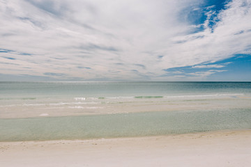 Drone shot of rosemary beach on sunny summer day