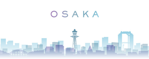 Fototapeta premium Osaka Transparent Layers Gradient Punkty orientacyjne Skyline