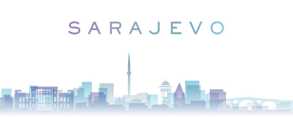 Fototapeta premium Sarajewo Przezroczyste warstwy Gradient punktów orientacyjnych Skyline