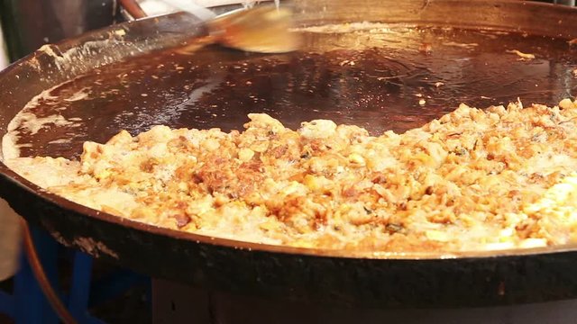 Frie Mussel Omelette Thai Style Food 