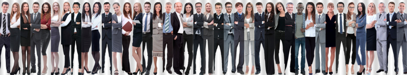 panoramic collage of a large and successful business team