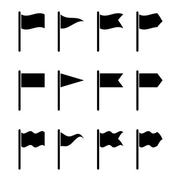 Vector black flag icons set