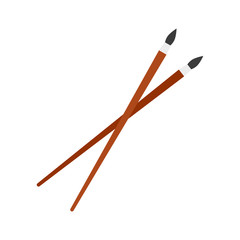 Paintbrushes flat icon. Artist equipment, art class, dye. Painting concept. Vector illustration can be used for topics like art, leisure, hobby