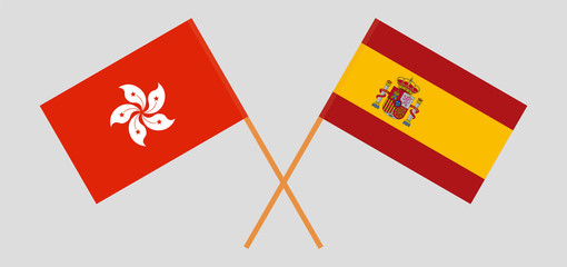 Hong Kong and Spain. Hongkong and Spanish flags