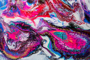Modern multicolor abstract pattern with acrylic paints.