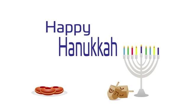 Happy Hanukkah Animated Video - Menorah, Dreidels and Donuts