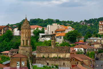 View to Sighnaghi town in Kakheti region, Georgia. Toned picture