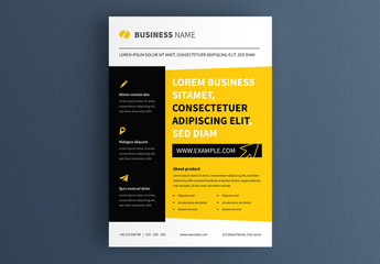 Business Flyer Layout with Black and Yellow Accent