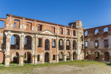 Fototapeta premium Ruins at the courtyard of the abbey in Dargun, Germany