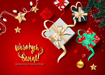 Fototapeta premium Polish Christmas and Happy New Year greeting card