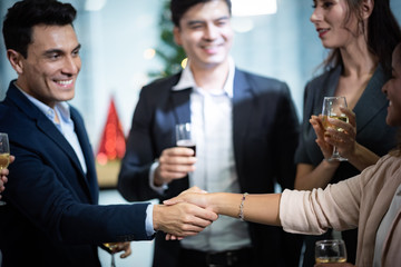 Business cooperation A group of business people showing cooperative relationships