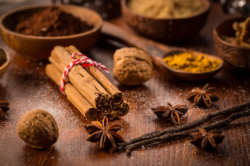Christmas baking ingredient and spices
