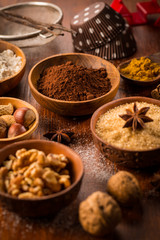 Christmas baking ingredient and spices