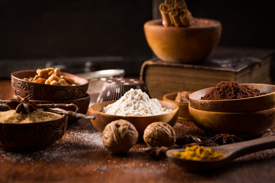 Christmas baking ingredient and spices - Powered by Adobe