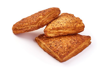 Sweet Buns with filling, isolated on white background