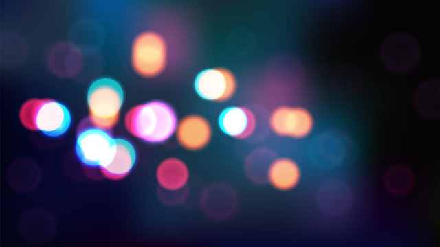 Night blurred vector background with bokeh