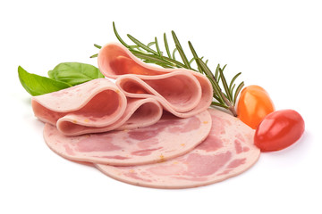 Boiled Ham Slices, isolated on white background