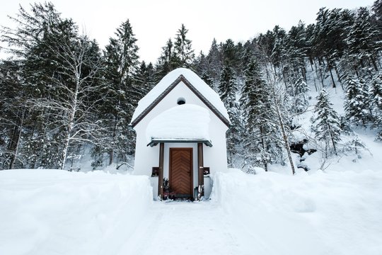 Chapel after heavy snowfall