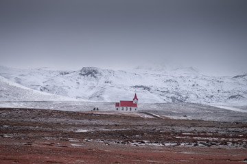 lonely church in Icelandic storm