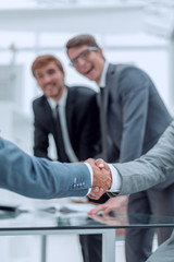 close up. business handshake in a modern office .