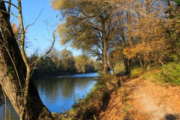 autumn landscape with lake and trees