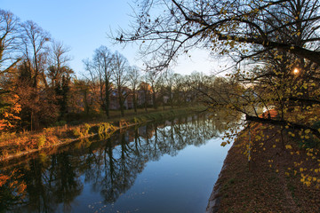autumn landscape with river and trees