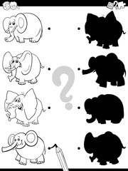 shadow game with elephant characters color book