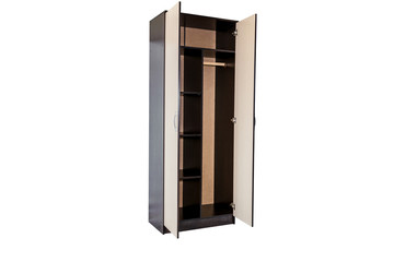 Furniture: wardrobe for clothes and clothes, white with black