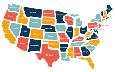 Foto op Plexiglas Colorful USA map with states. Vector illustration © warmworld