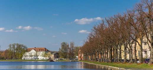 Fototapeta premium Panorama of the Pfaffenteich lake in Schwerin, Germany