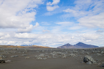 Desolate landscape along central highlands of Iceland.